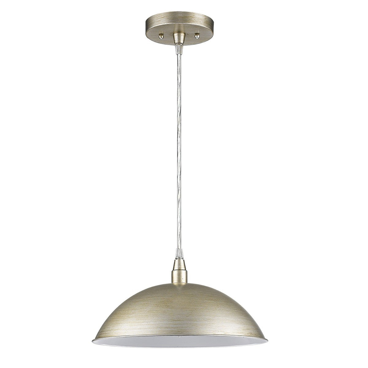 Silver Metal Hanging Light with Dome Shade