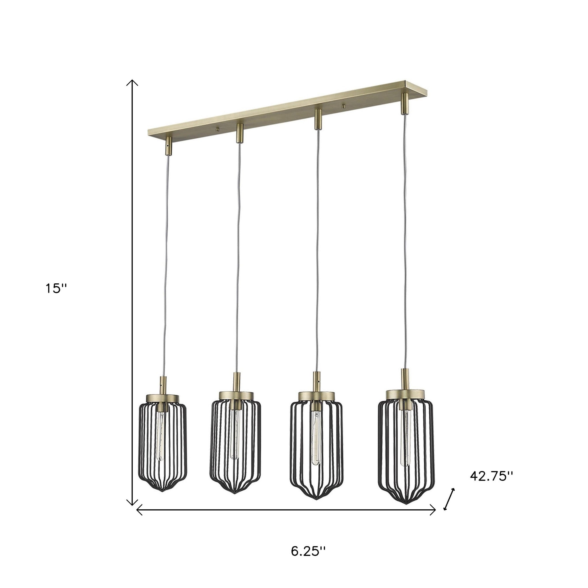 Reece 4-Light Aged Brass Island Pendant