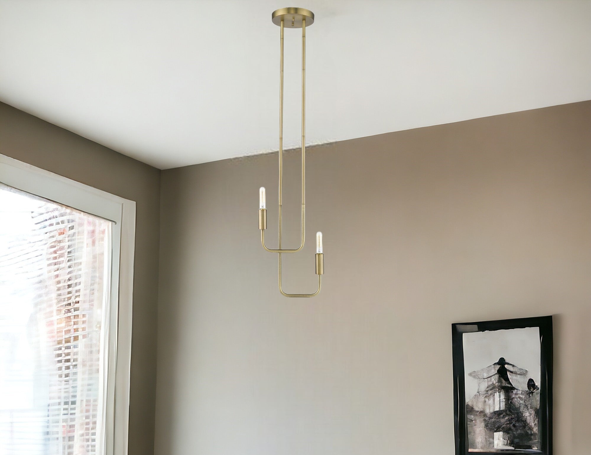 Perret 2-Light Aged Brass Pendant