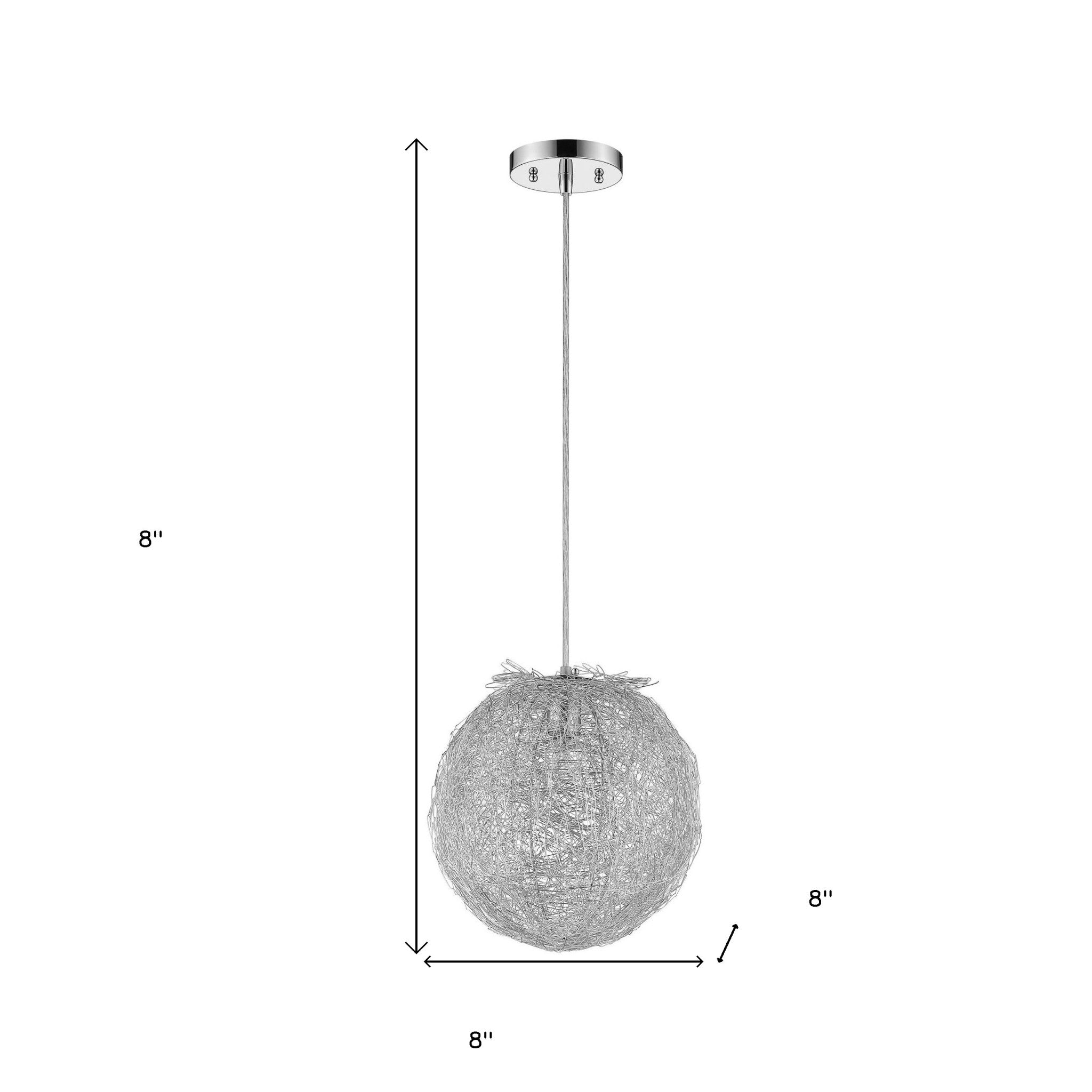 Contemporary Silver Globe Pendant Hanging Light