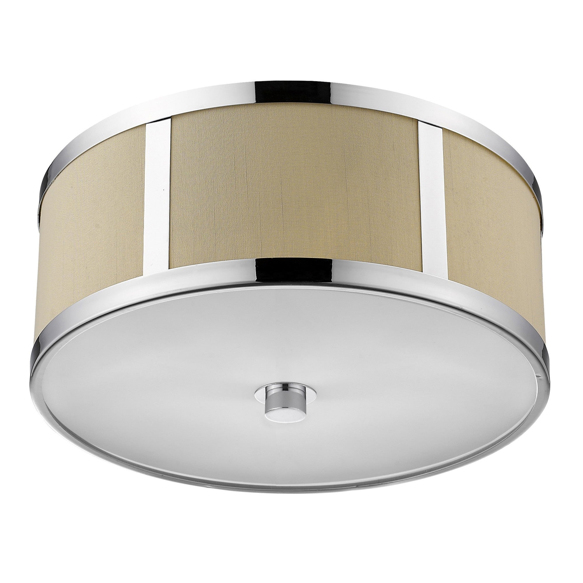 Butler 2-Light Polished Chrome Pendant With Coarse Cream Linen Shade And Opal Acrylic Diffuser