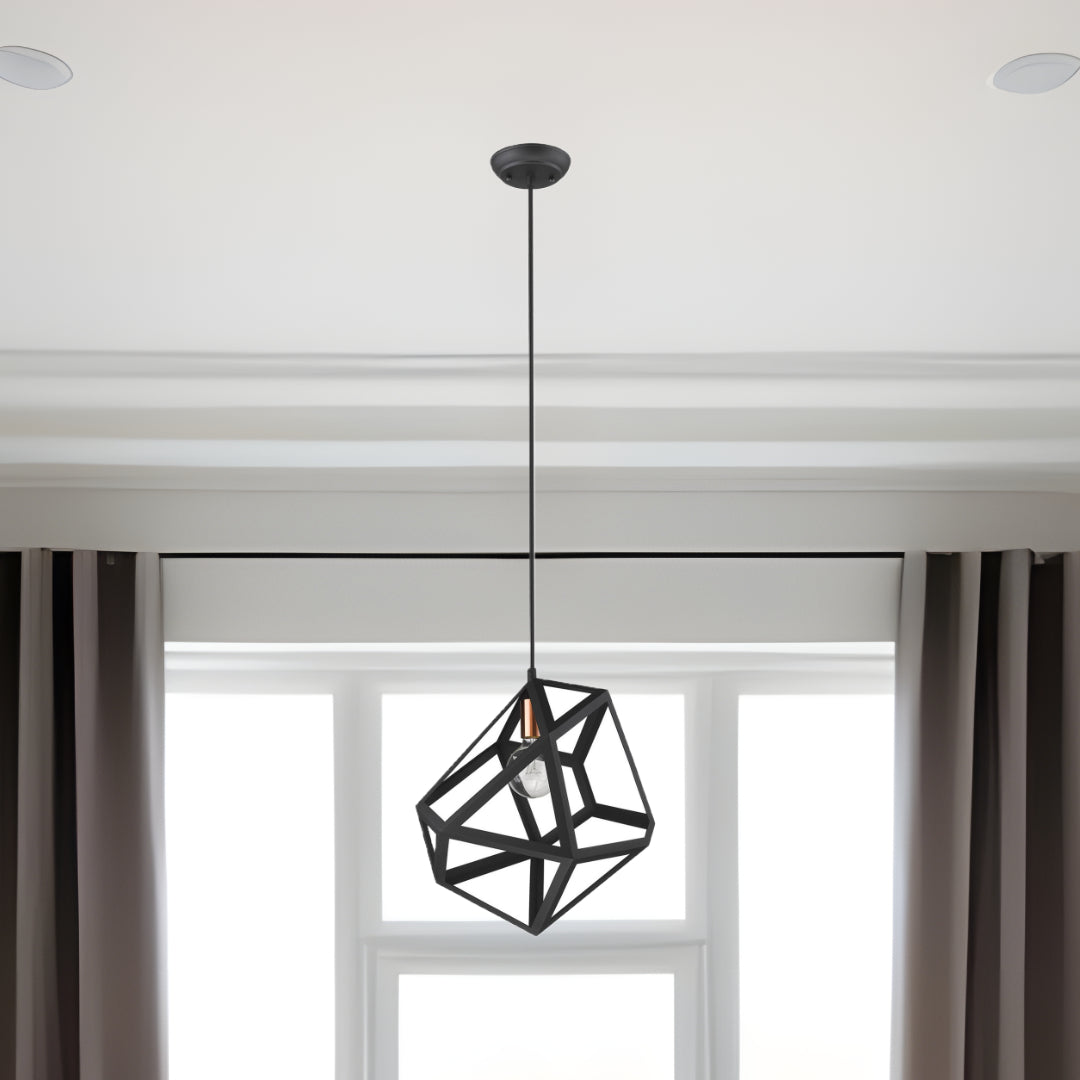 Hedron 1-Light Matte Black Pendant