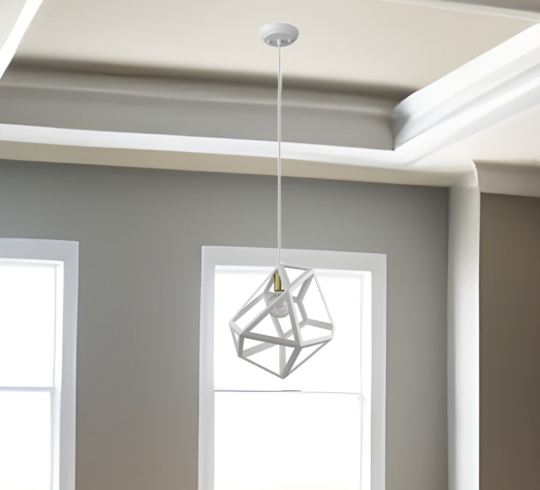 Hedron 1-Light White Pendant