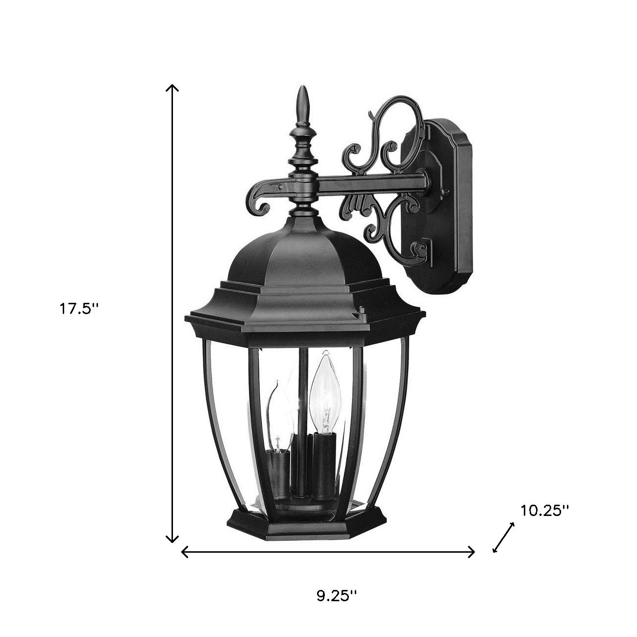 Three Light Matte Black Wide Hanging Lantern Wall Light