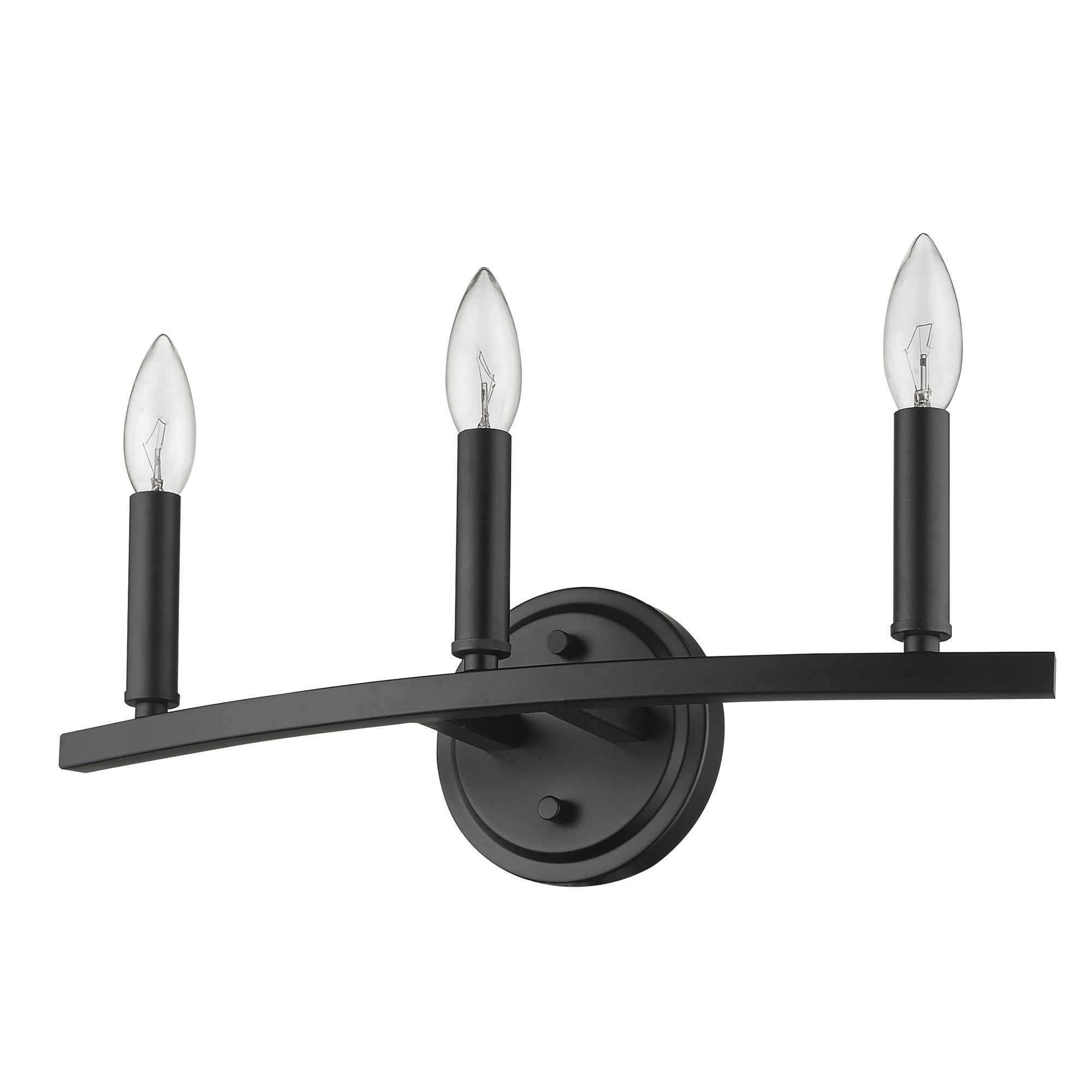 Three Light Matte Black Wall Sconce