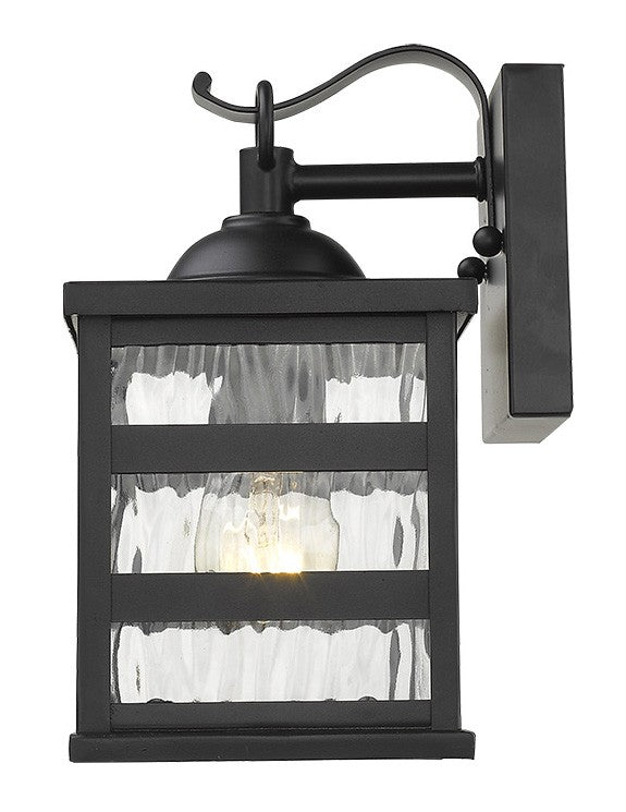 Glass panel Matte Black Outdoor Cage Light