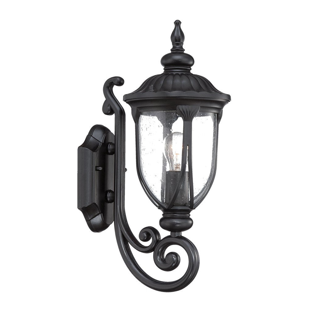 Matte Black Cast Aluminum Glass Lantern Wall Light