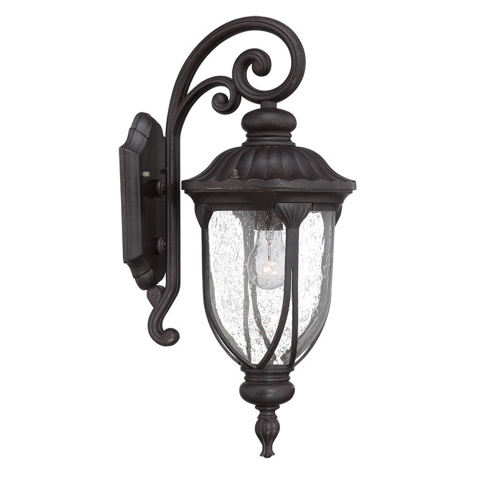 XL Black Cast Aluminum Glass Lantern Wall Sconce