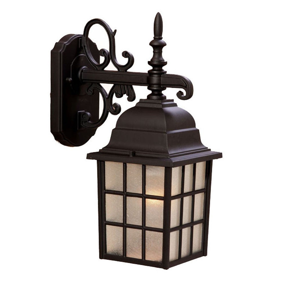 Dark Brown Window Pane Lantern Wall Light