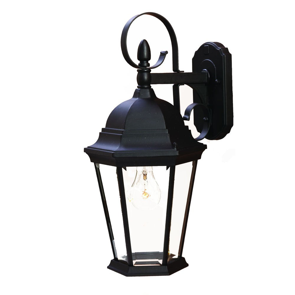 XL Matte Black Swing Arm Hanging Lantern Wall Light