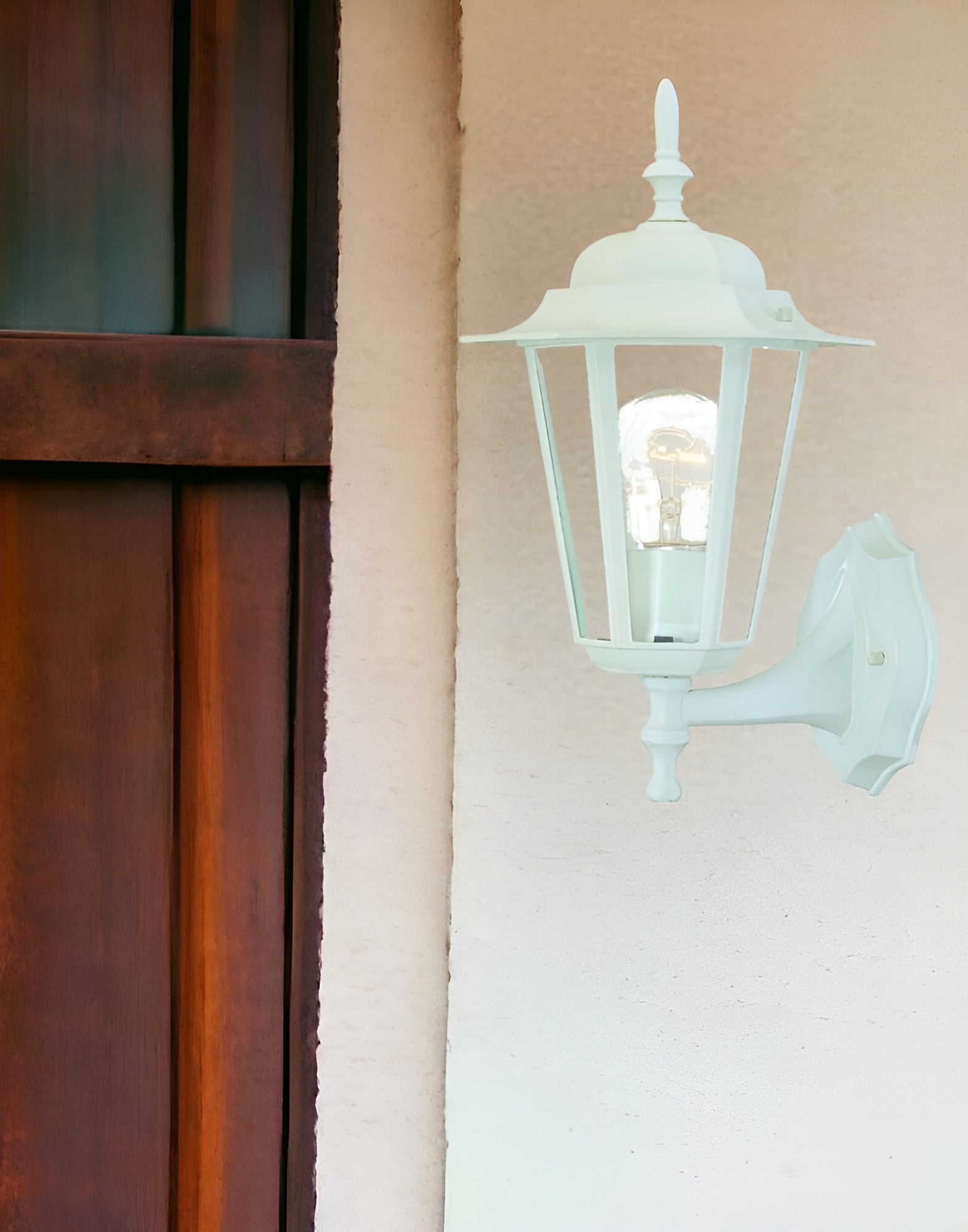 White Glass Lantern Wall Light