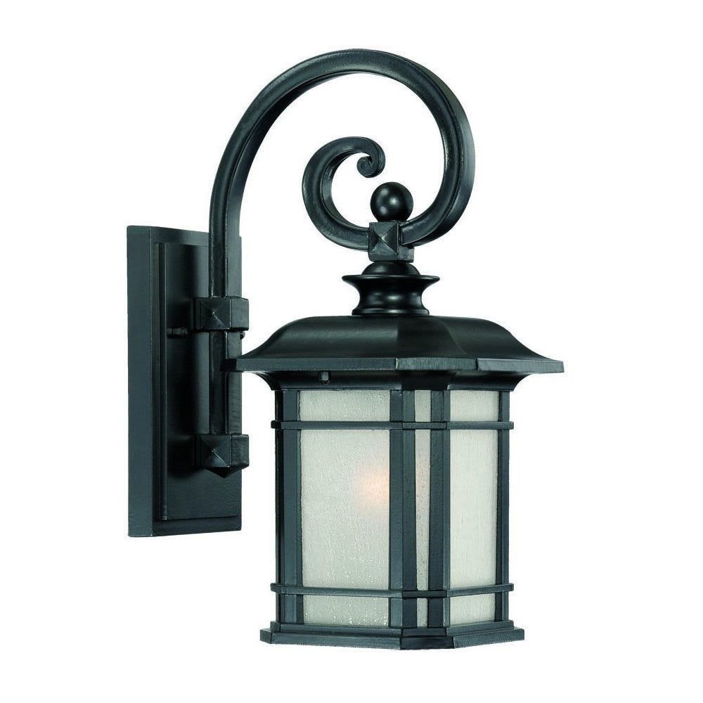 Matte Black Frosted Linen Glass Lantern Wall Light