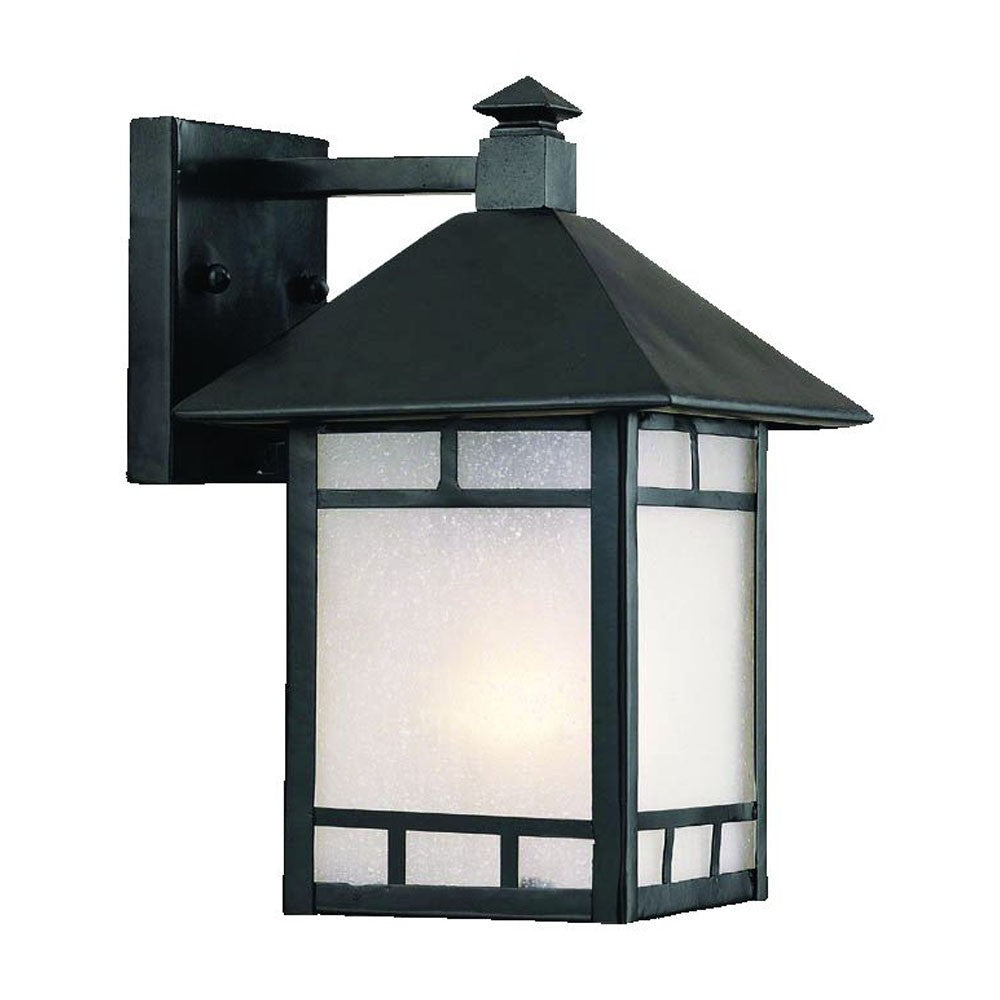 Petite Matte Black Frosted Glass Lantern Wall Light