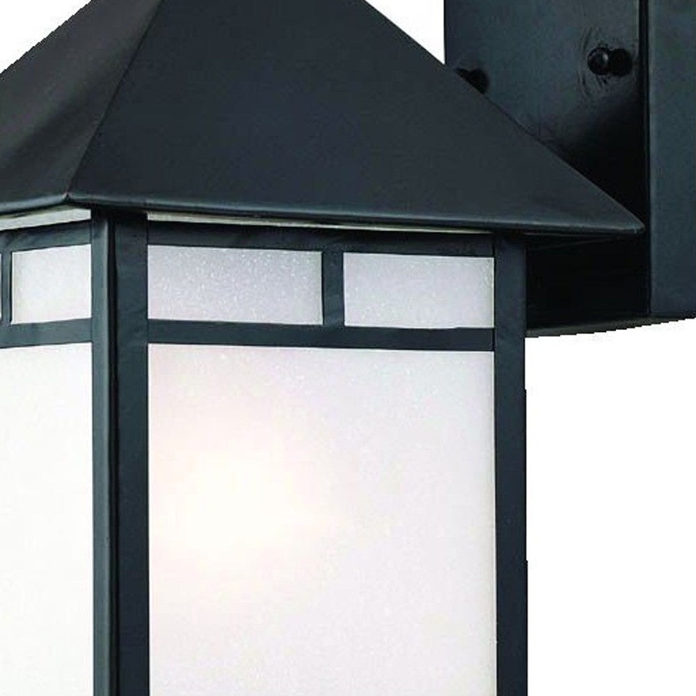 XL Matte Black Frosted Glass Lantern Wall Light