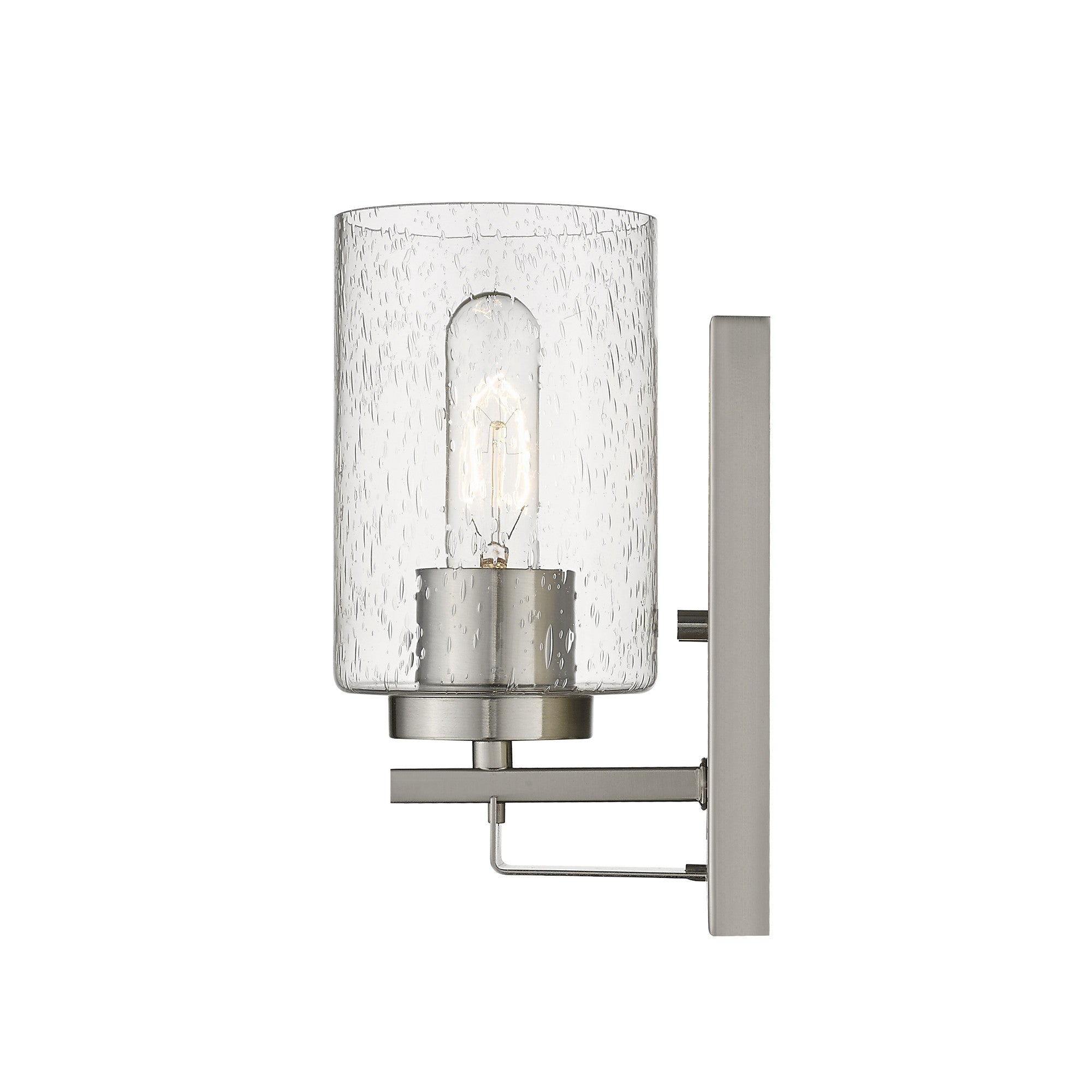 Silver Metal and Textured Glass Wall Sconce