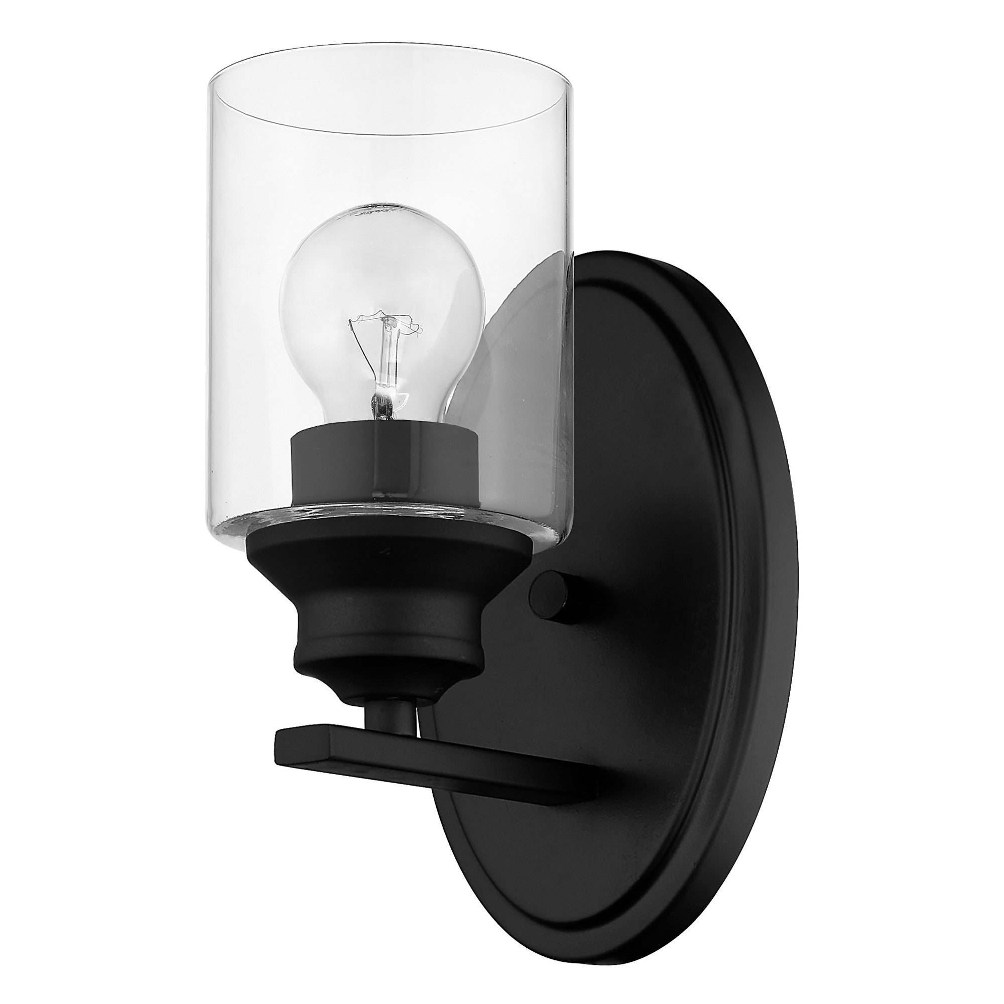 One Light Matte Black Wall Light with Clear Glass Shade