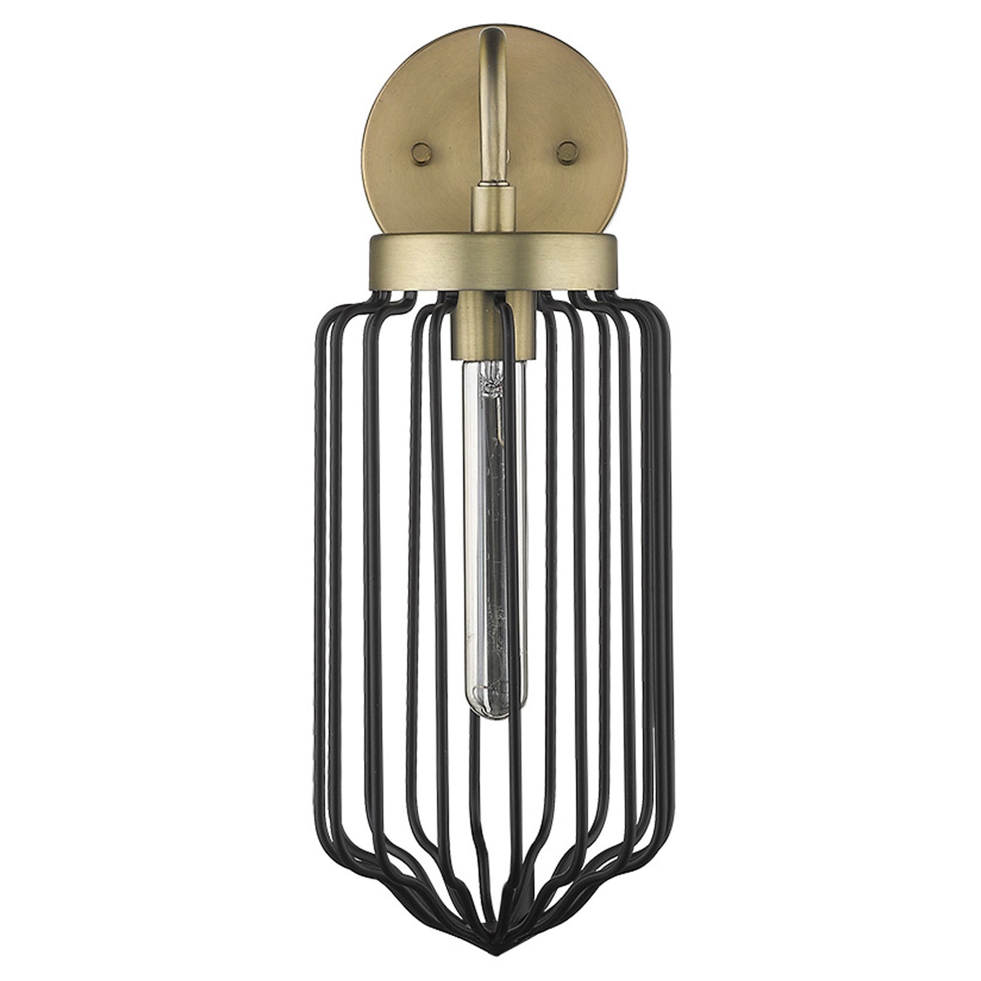 Gold and Black Metal Cage Wall Sconce