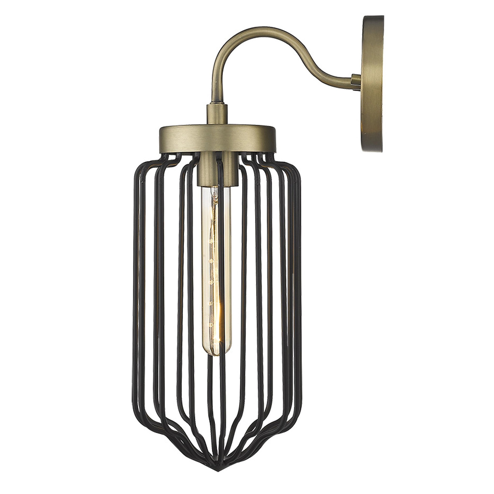 Gold and Black Metal Cage Wall Sconce