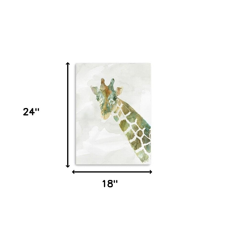 24" x 18" Abstract Marble Watercolor Giraffe Canvas Wall Art