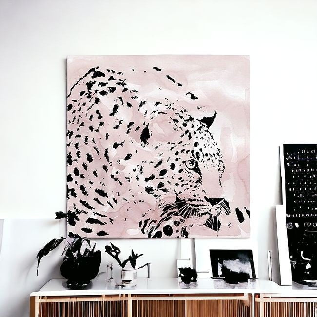 Pink Laying Leopard Unframed Print Wall Art