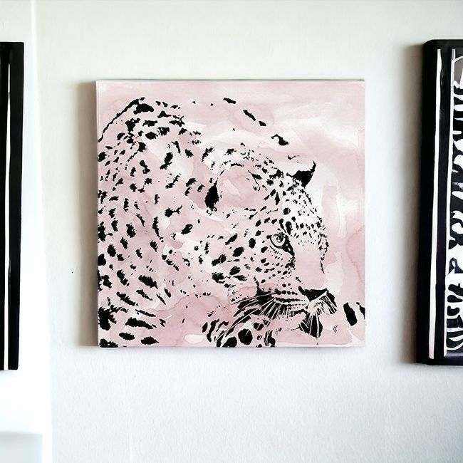 Pink Laying Leopard Unframed Print Wall Art