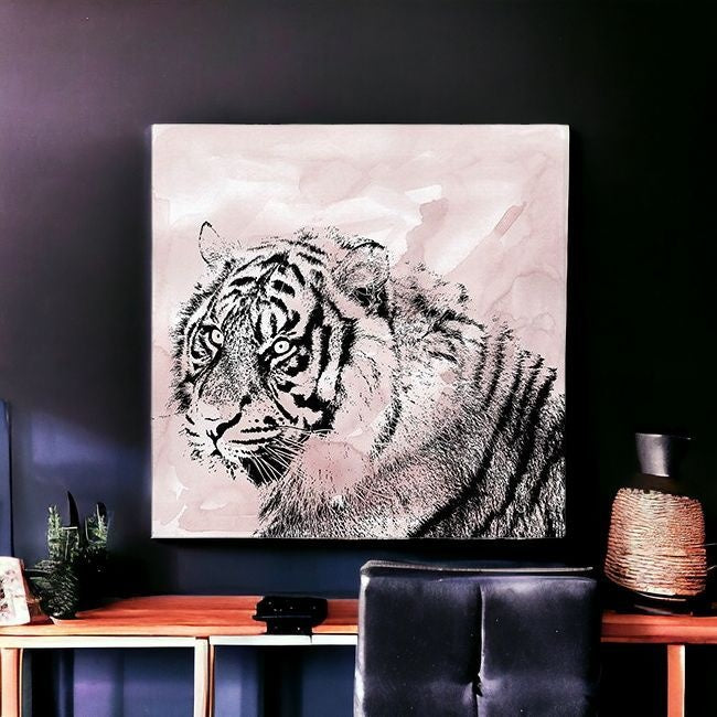 Pink Crouching Tiger Unframed Print Wall Art