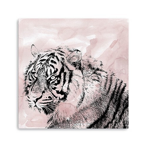 Pink Crouching Tiger Unframed Print Wall Art