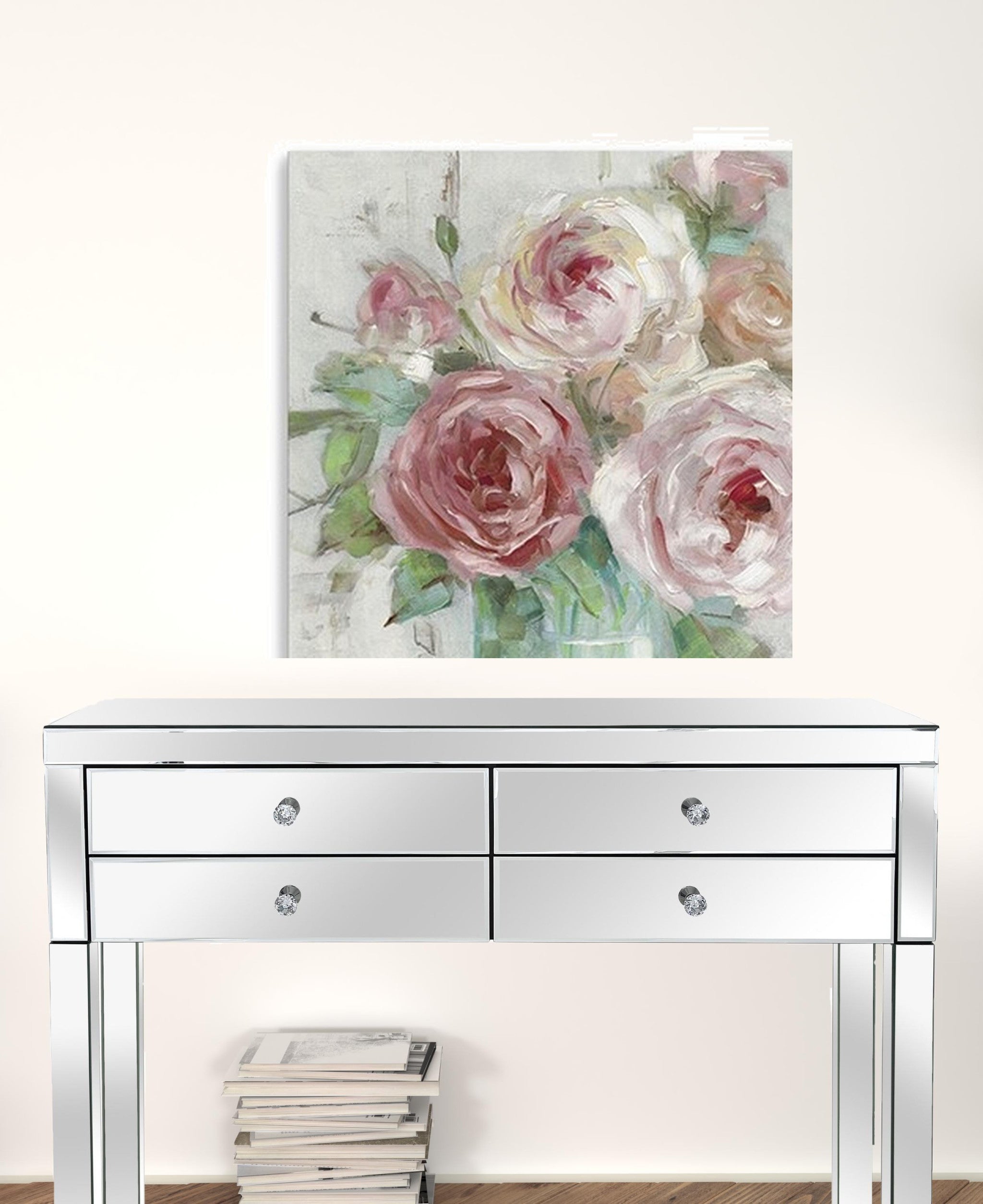 20" x 20" Watercolor Soft Pastel Peonies Bouquet Canvas Wall Art