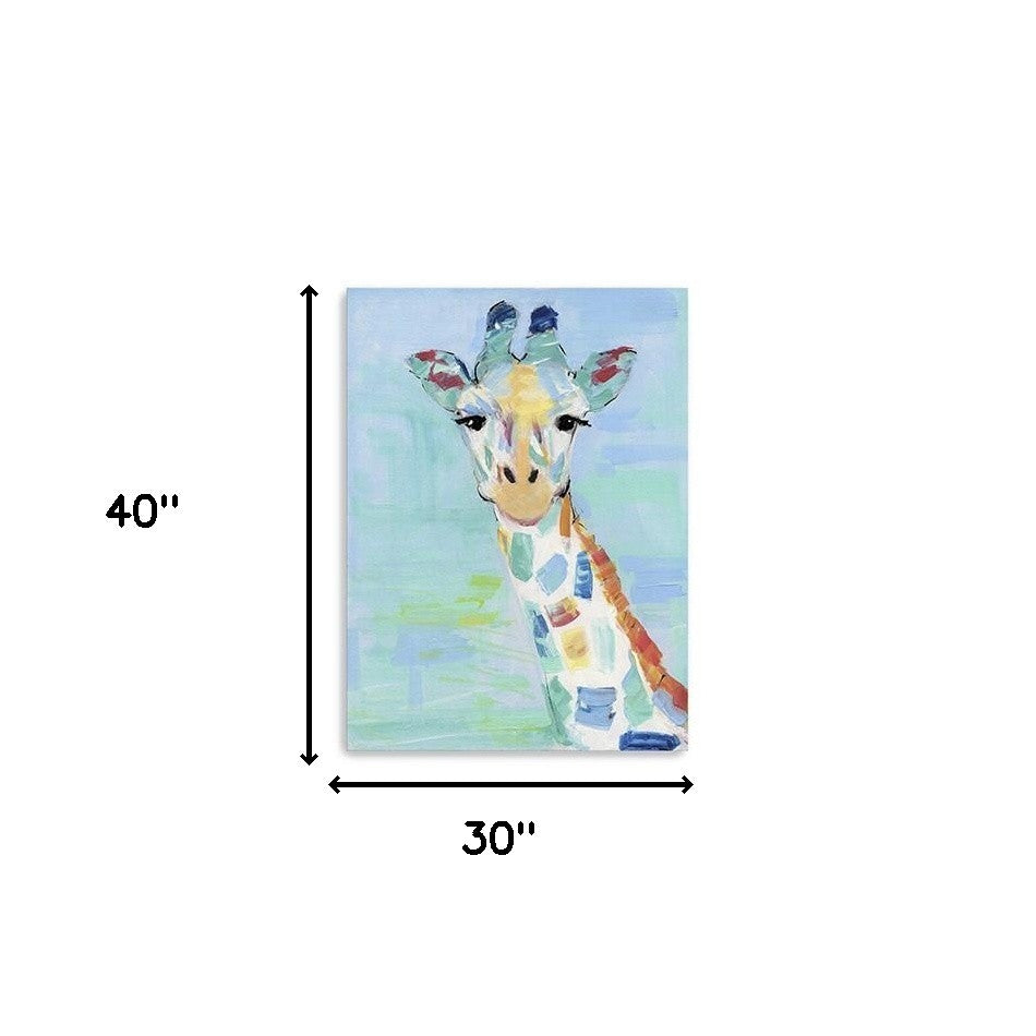 24" x 18" Pastel Patchwork Giraffe Canvas Wall Art