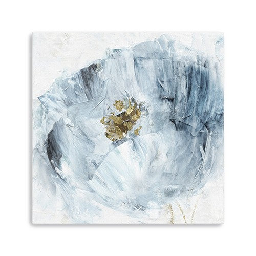 20" x 20" Watercolor Abstract Gray Blue Flower II Canvas Wall Art