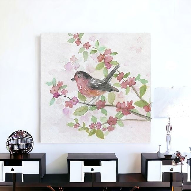 Flower And Bird Unframed Print Wall Art