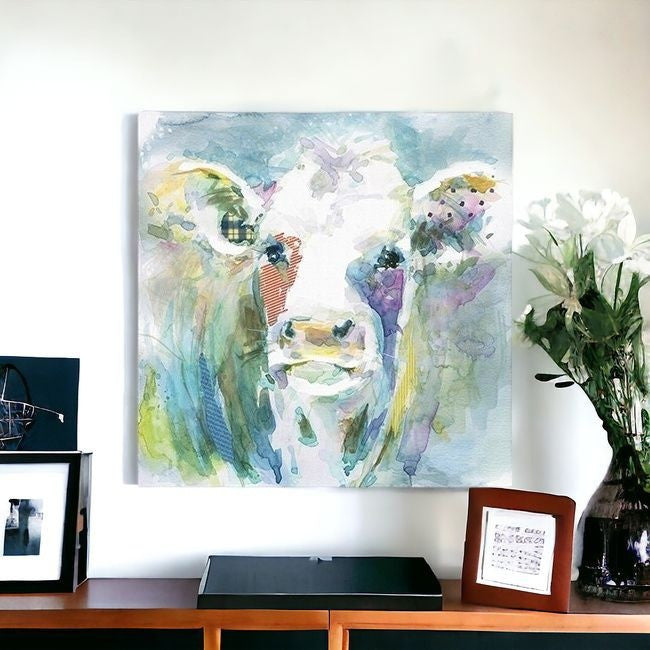 Watercolor Cow Unframed Print Wall Art