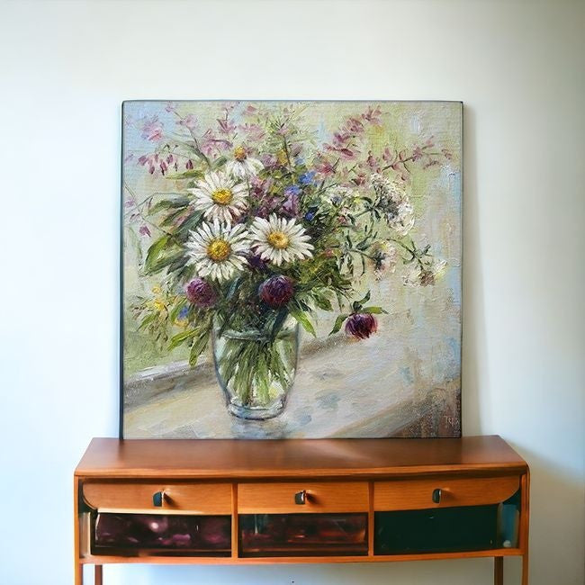 Pretty Vase Of Flowers Unframed Print Wall Art