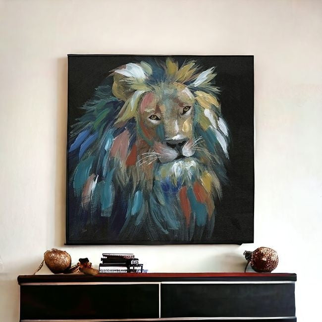 Painted Lion Portrait Unframed Print Wall Art