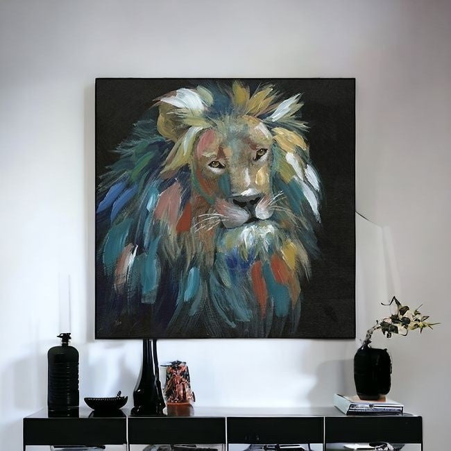 Painted Lion Portrait Unframed Print Wall Art