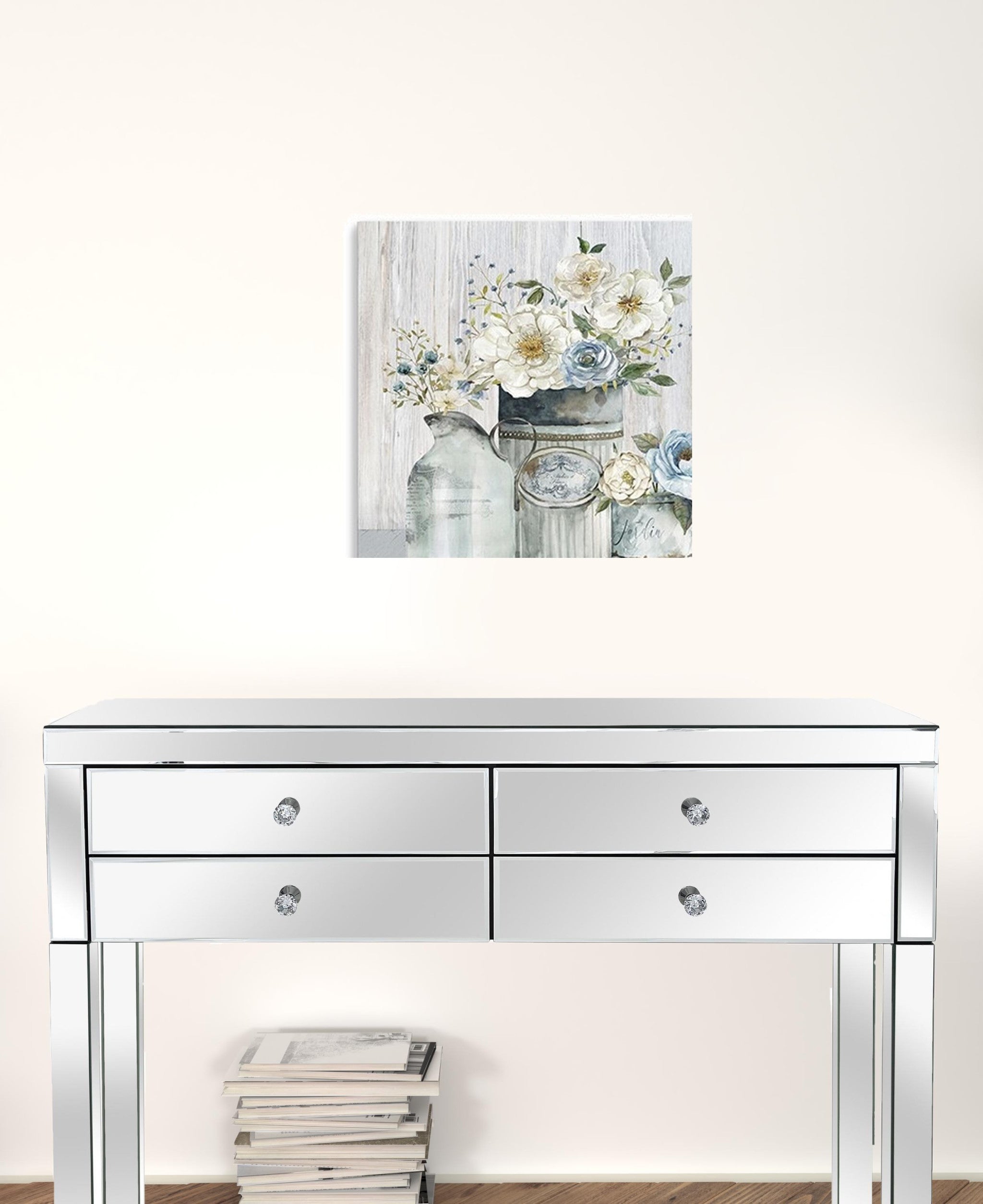 Rustic Grey Flowers Unframed Print Wall Art