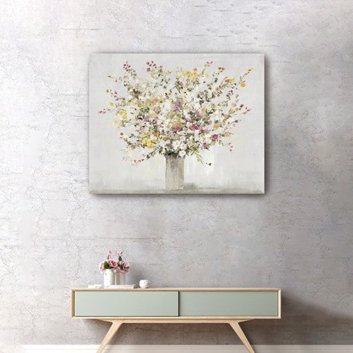 Small Colorful Wildflowers in a Vase Canvas Wall Art