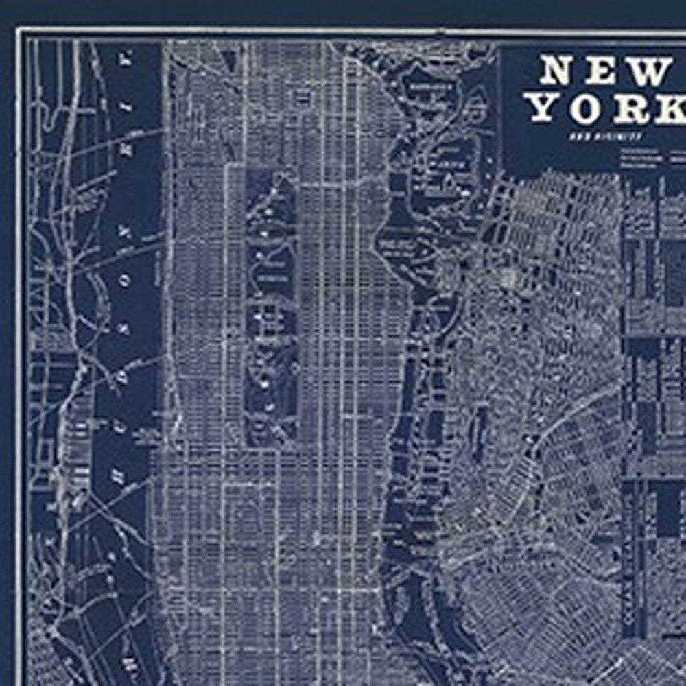 24" x 16" Indigo and White Aerial New York Map Canvas Wall Art