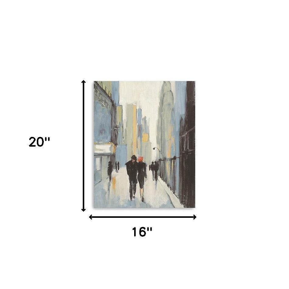 20" x 16" Watercolor Walk in the City Canvas Wall Art