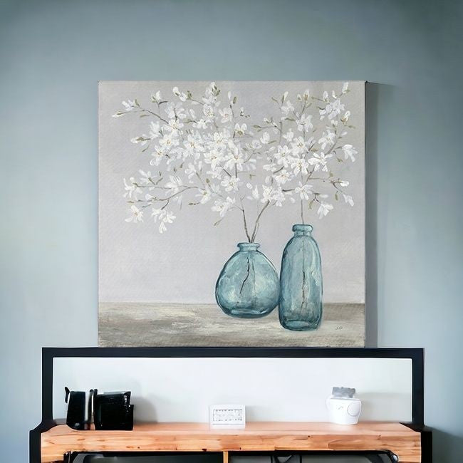 White Spring Flowers Unframed Print Wall Art