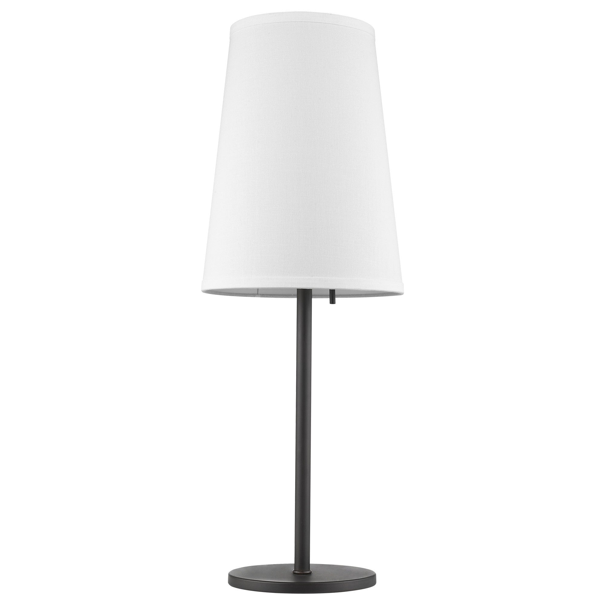 27" Black Metal Table Lamp With White Cone Shade