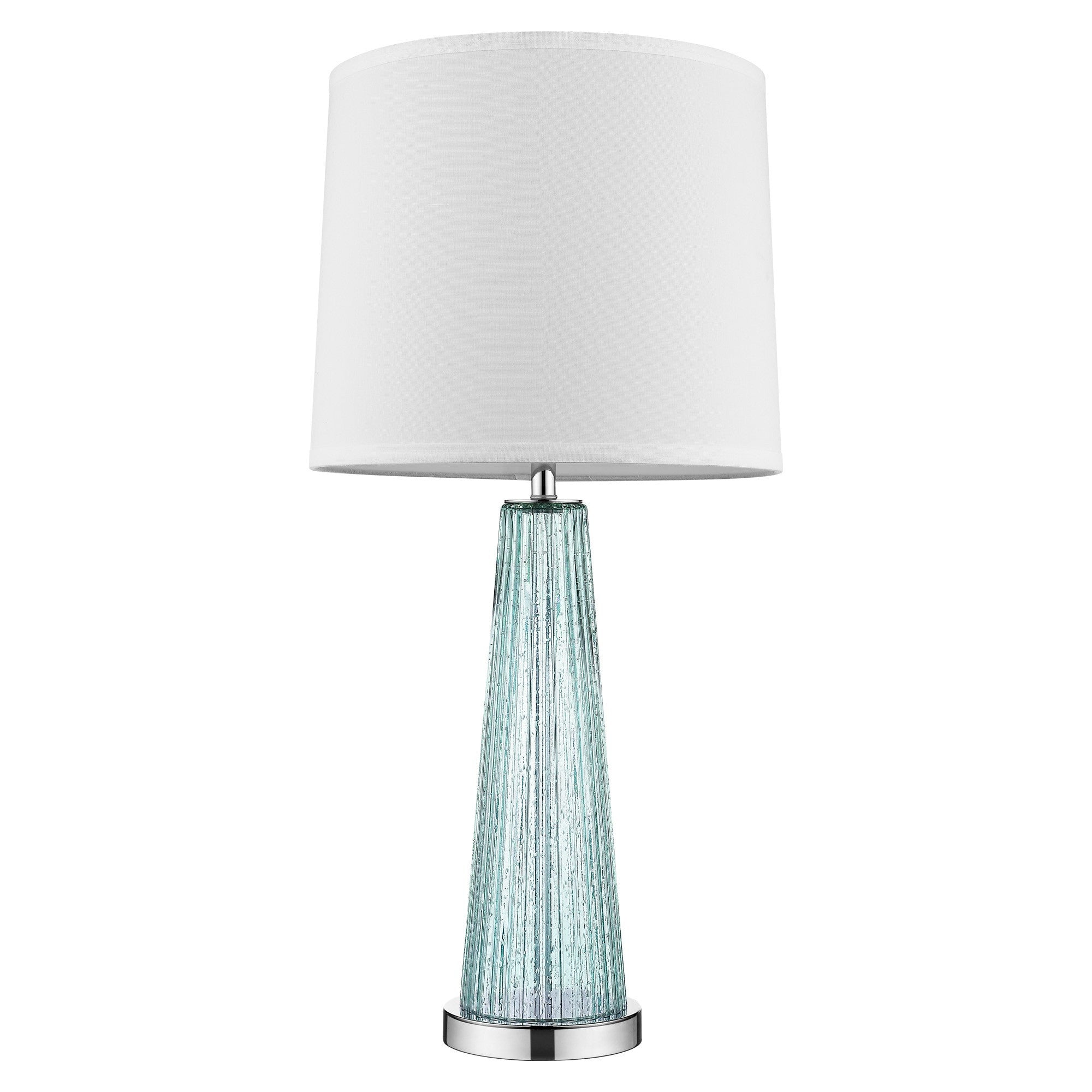 29" Aqua Glass Buffet Lamp With Off White Empire Shade