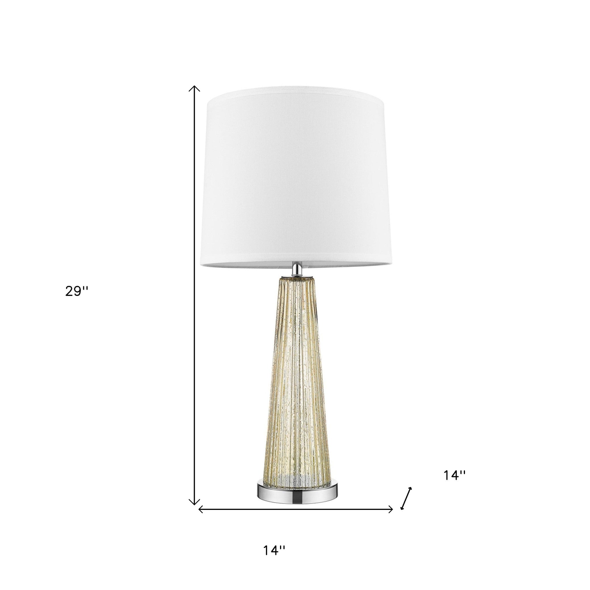 29" Champagne Glass Buffet Lamp With Off White Empire Shade