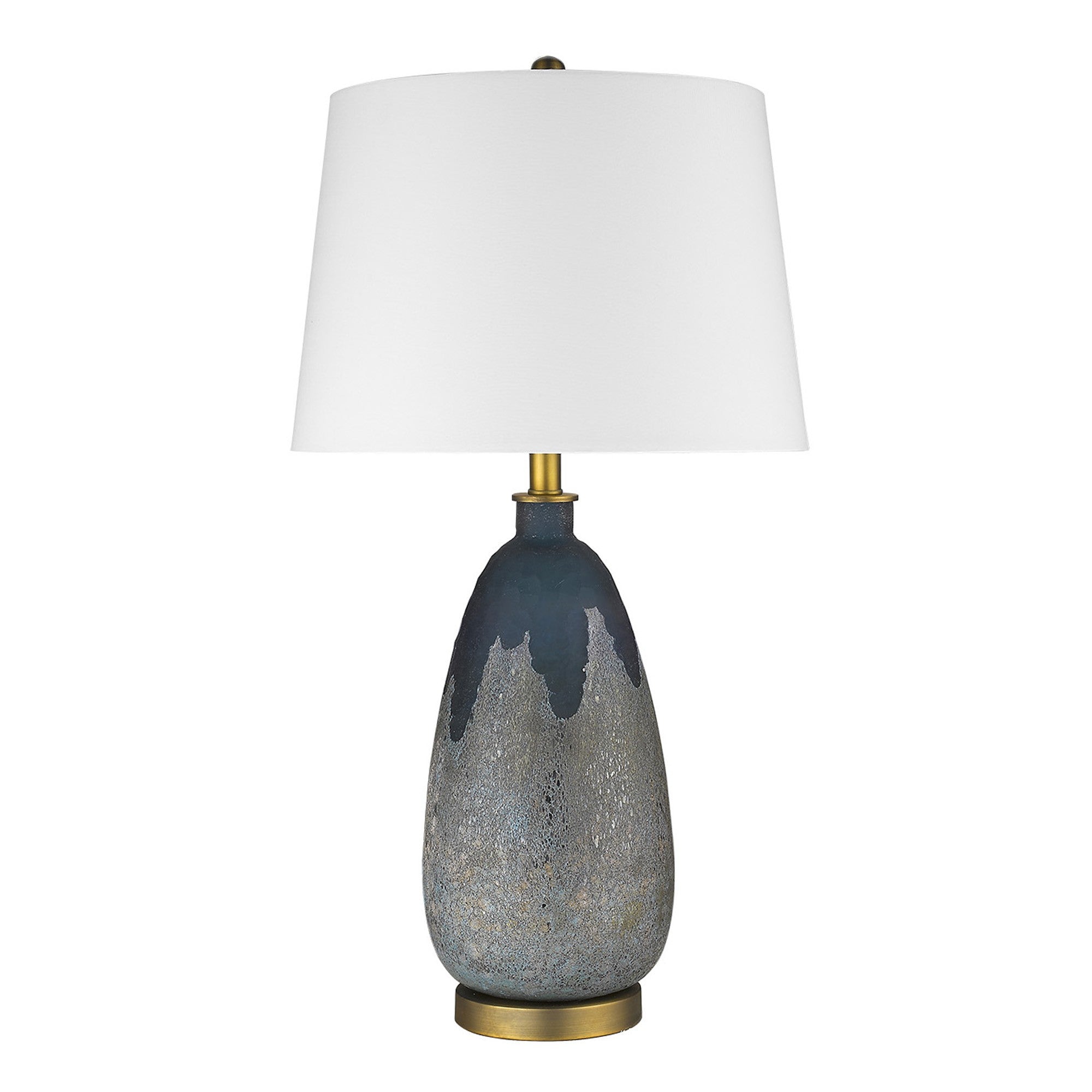 30" Teal Blue Concrete Table Lamp With Cream Empire Shade