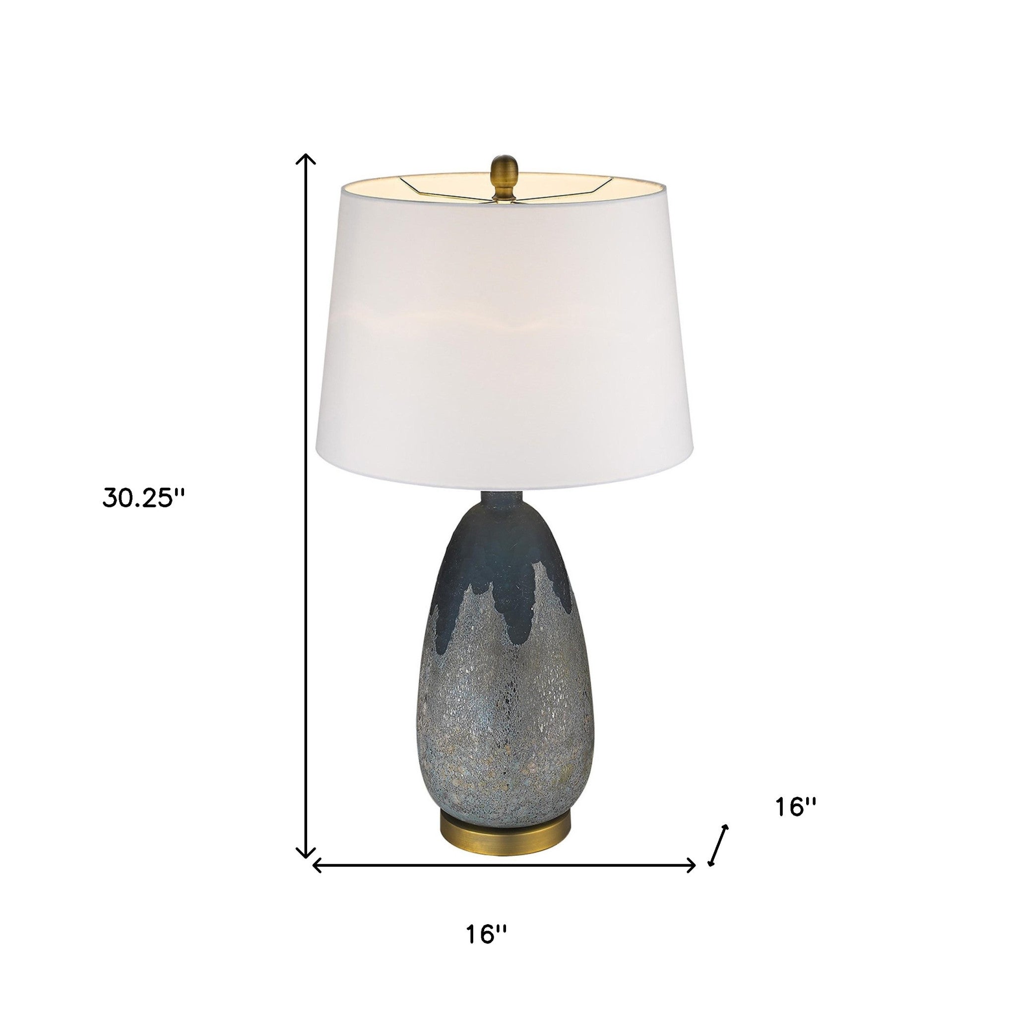 30" Teal Blue Concrete Table Lamp With Cream Empire Shade