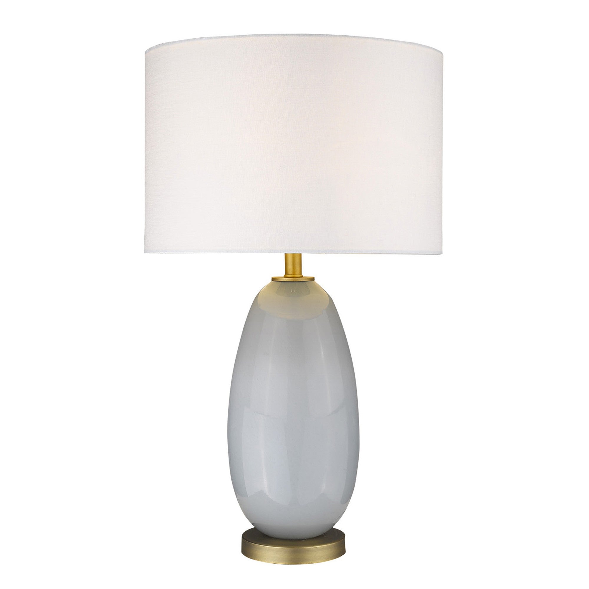 29" Light Gray Glass Table Lamp With White Drum Shade