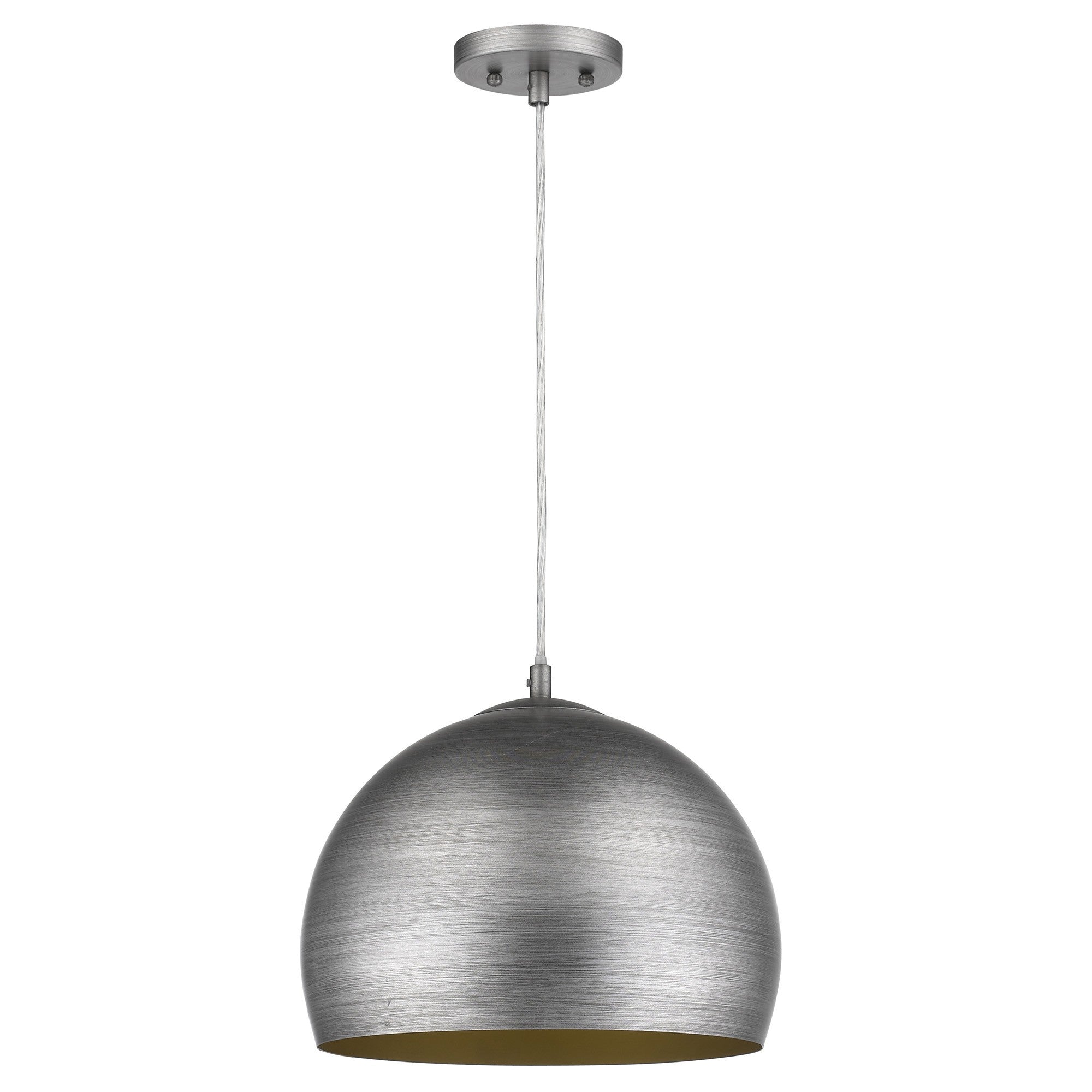 Latitude 1-Light Hand Painted Weathered Pewter Pendant With Gold Interior Shade (13.75")