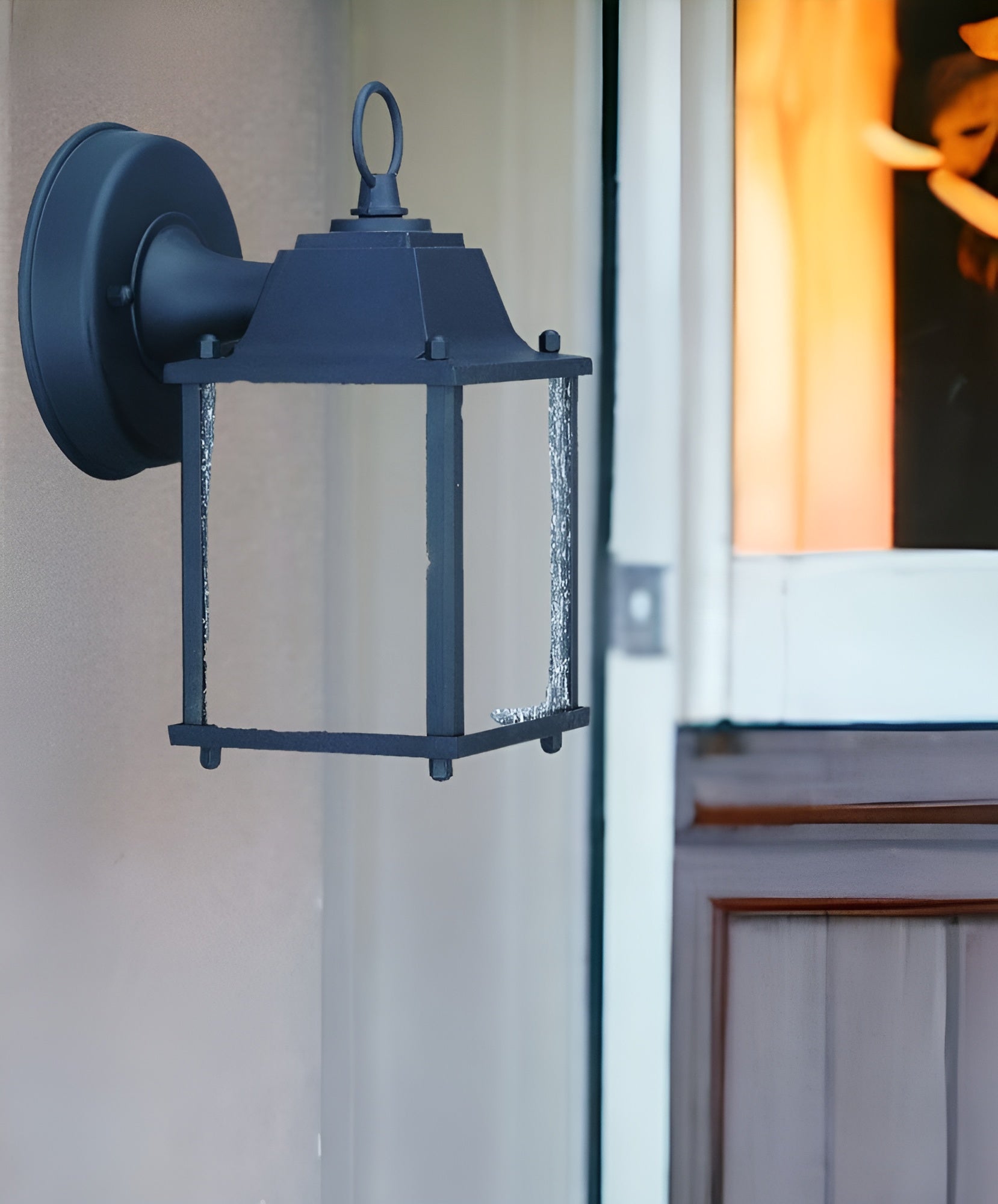 Matte Black Hanging Waterfall Glass Lantern Wall Light