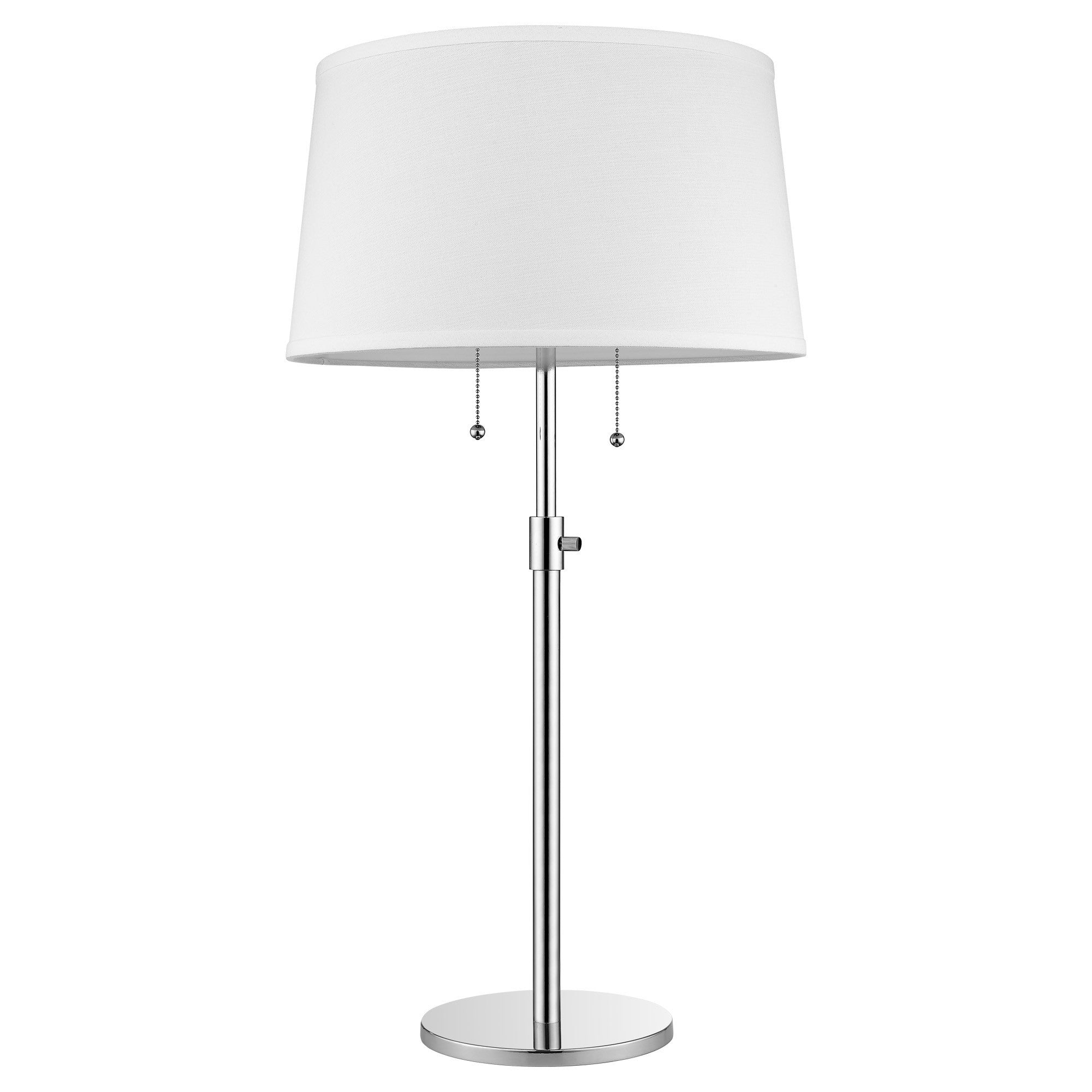 31" Silver Metal Two Light Adjustable Table Lamp With White Empire Shade