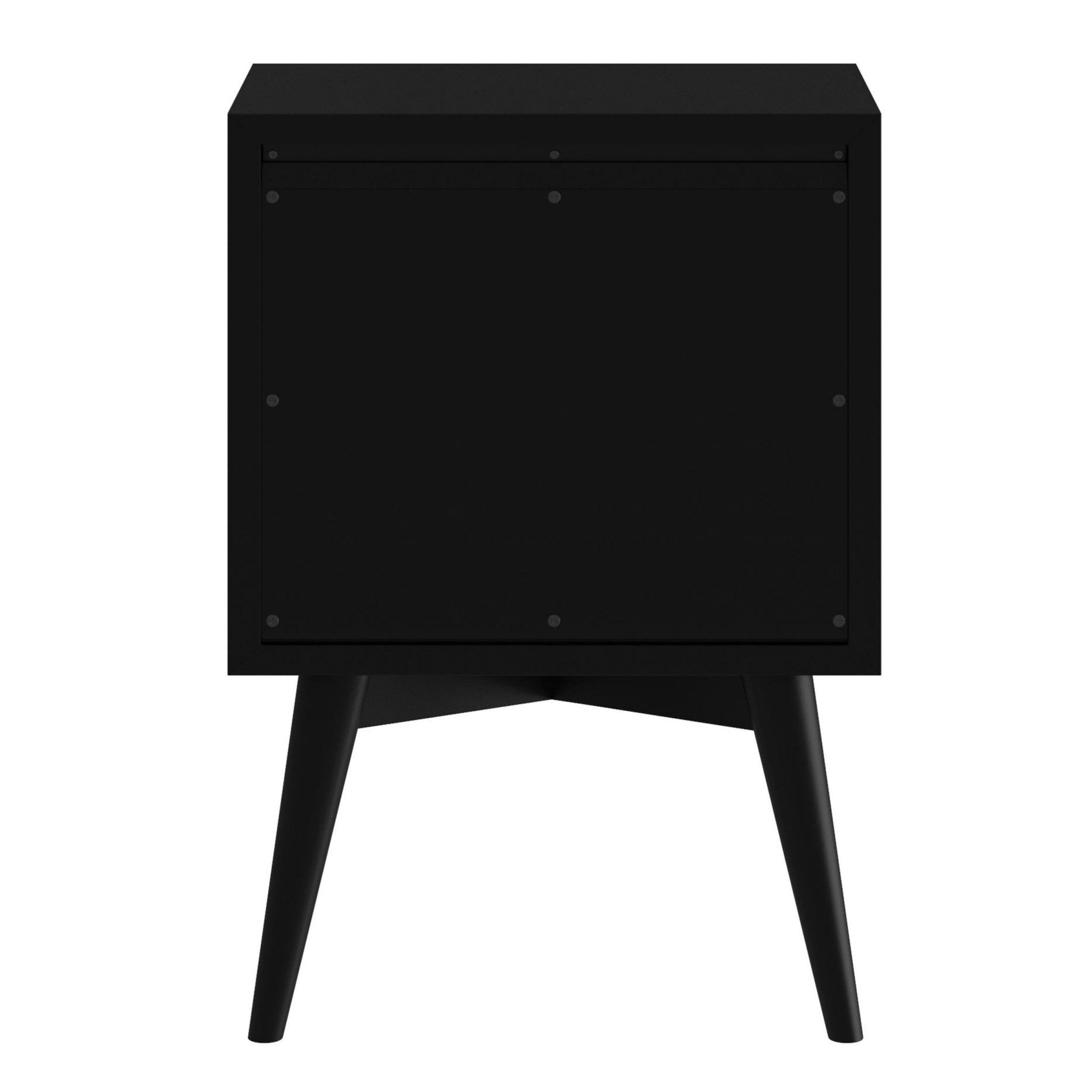 26" Black Two Drawer Solid Wood Nightstand